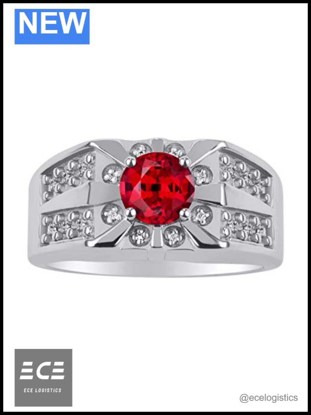 Rylos Designer Starburst Ring 7MM Round Gemstone Diamond Birthstone Sterling